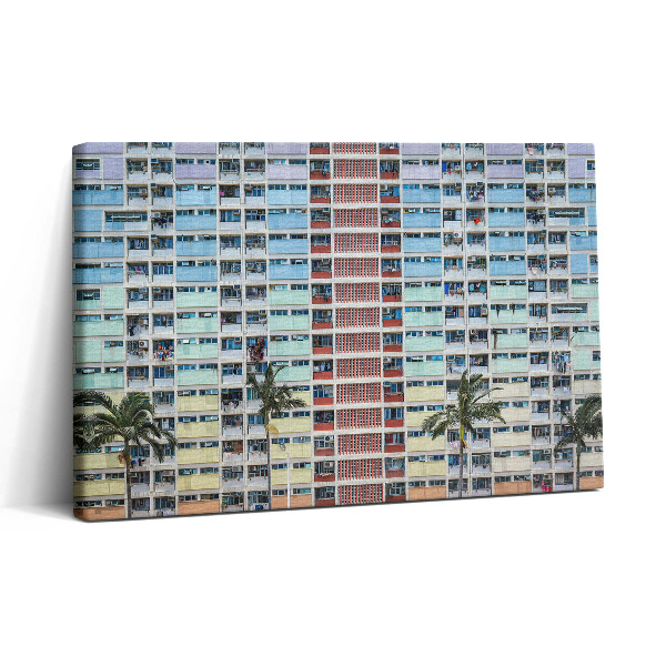 Vászonkép nyomtatás 30x20 Színes épület Hongkongban