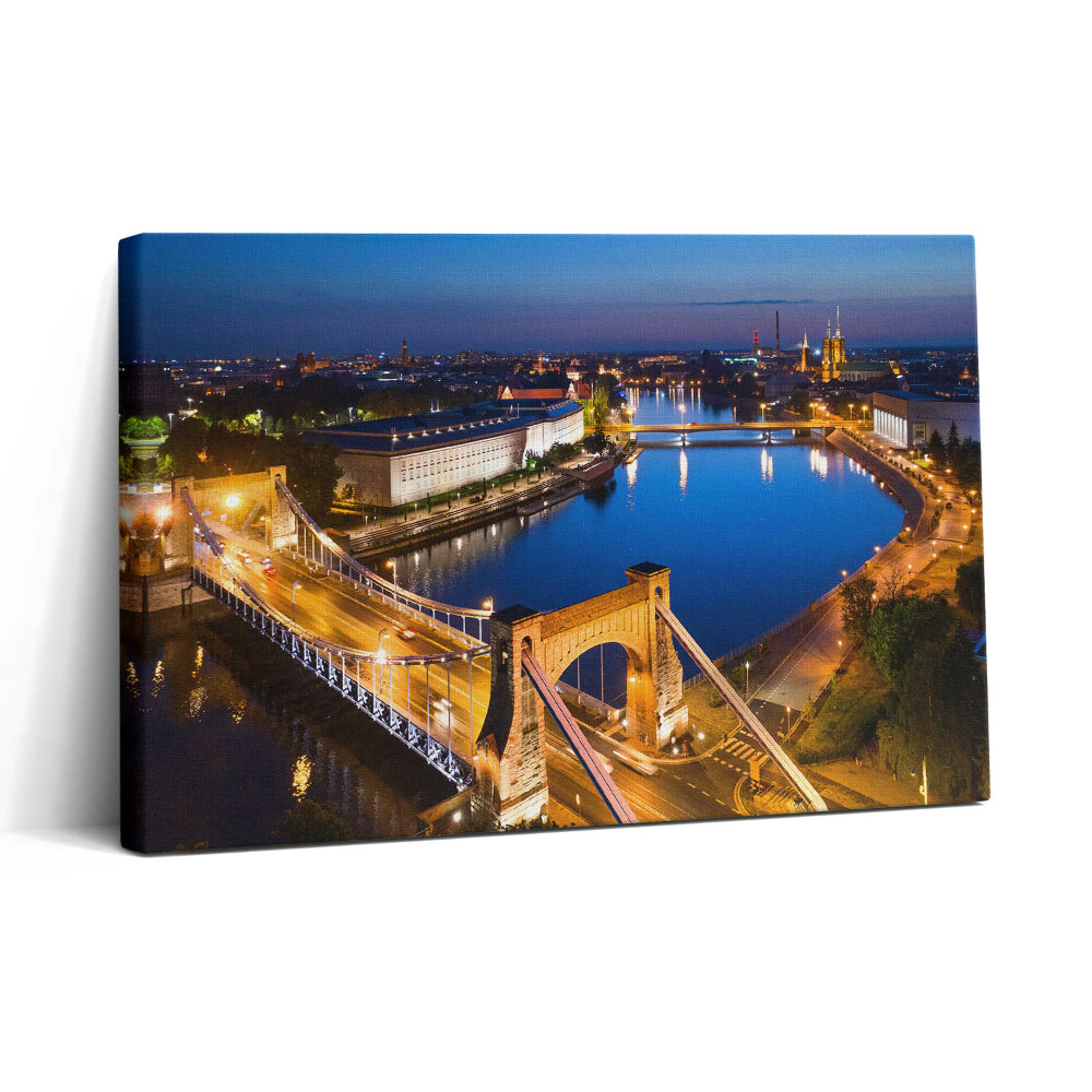 Vászonkép nyomtatás 30x20 Wrocław város éjszaka