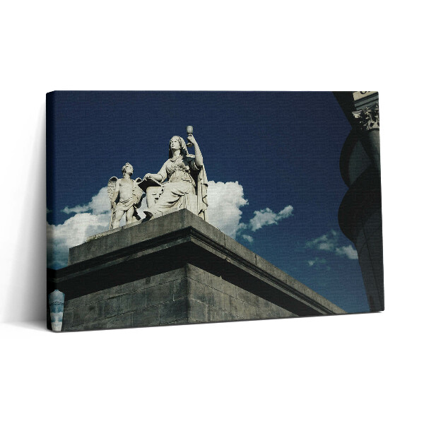 Vászonkép nyomtatás 30x20 Egy nő és egy angyal szobra