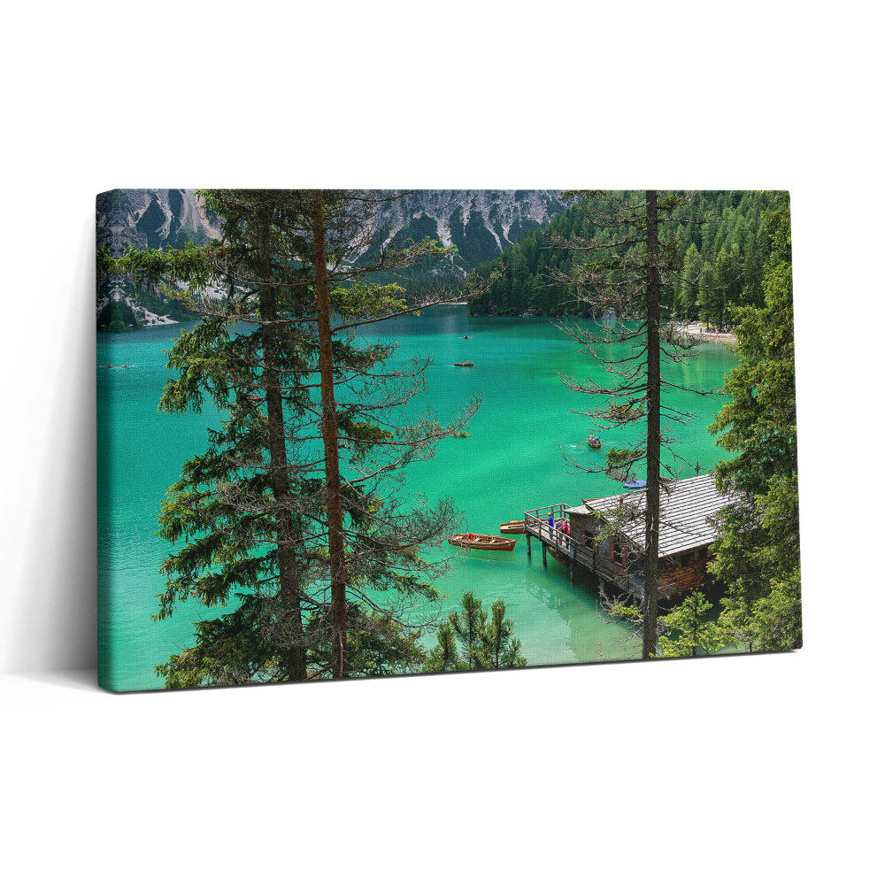 Vászonkép nyomtatás 30x20 Fából készült kenu a vízben