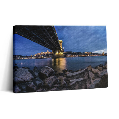 Vászonkép nyomtatás 30x20 Sziklás part egy híd alatt
