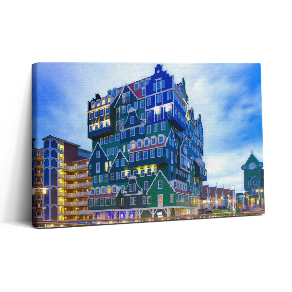 Vászonkép nyomtatás 30x20 Színes ház Amszterdamban