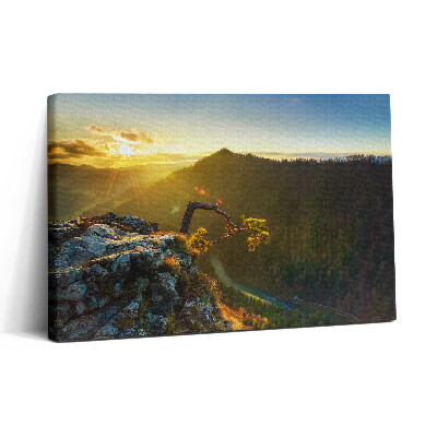 Vászonkép nyomtatás 30x20 Naplemente a hegyek felett