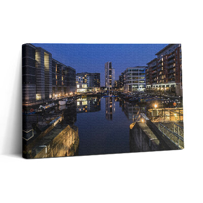 Vászonkép nyomtatás 30x20 Leeds városának éjszakai kivilágítása