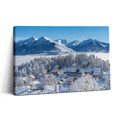 Vászonkép nyomtatás 30x20 Hóesés az Alpokban