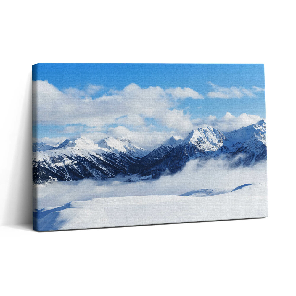 Vászonkép nyomtatás 30x20 Panoráma a francia Alpok téli hegyeiről