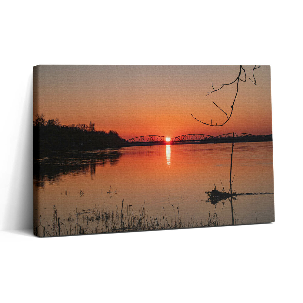 Vászonkép nyomtatás 30x20 Tavas táj naplementében