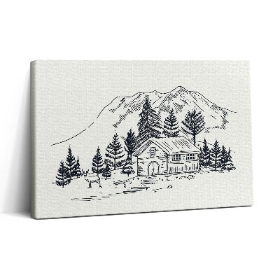 Vászonkép nyomtatás 30x20 Egy hegyi kunyhó rajza