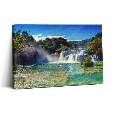 Vászonkép nyomtatás 30x20 Erdei táj és vízesés