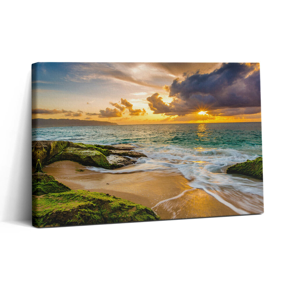 Vászonkép nyomtatás 30x20 Strand naplementében