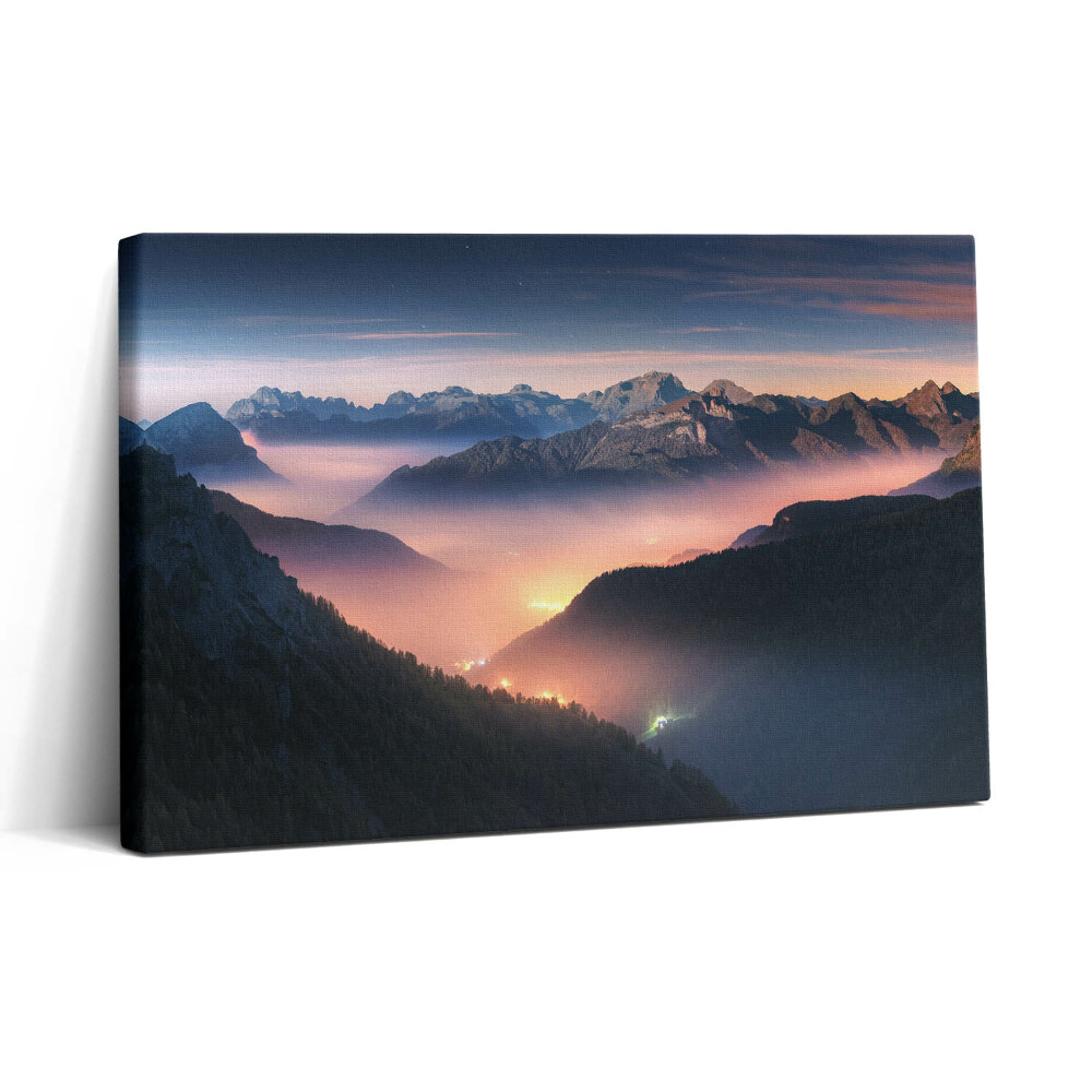 Vászonkép nyomtatás 30x20 Hegycsúcsokból álló tájkép