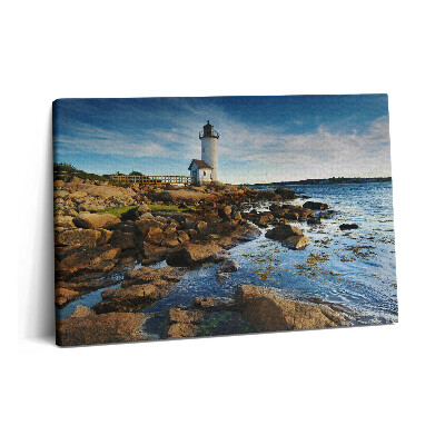 Canvas kép 60x40 Tájkép világítótorony sziklákkal és égbolt