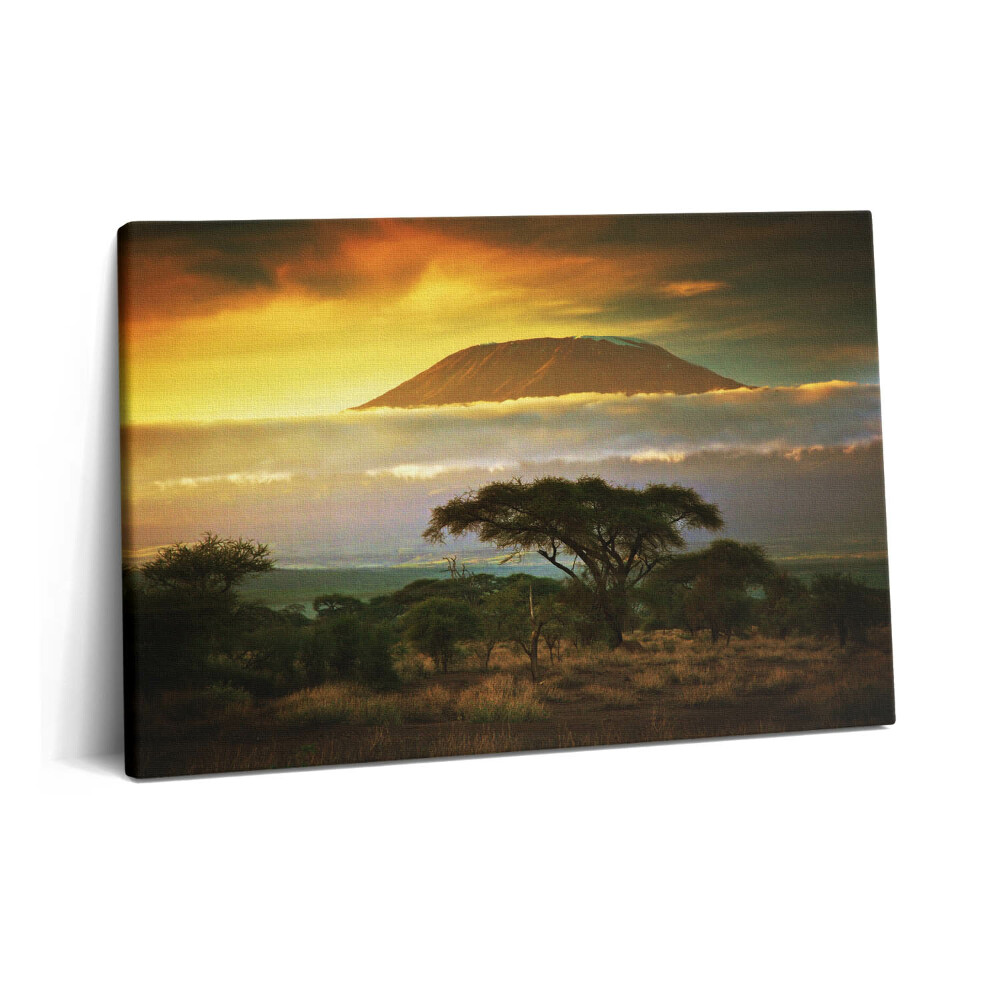 Canvas kép 60x40 A Kilimandzsáró hegy és a felhővonal naplementekor