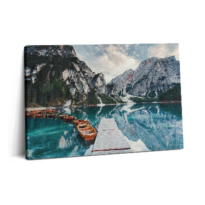 Canvas kép 60x40 Csónak a hegyi tavon