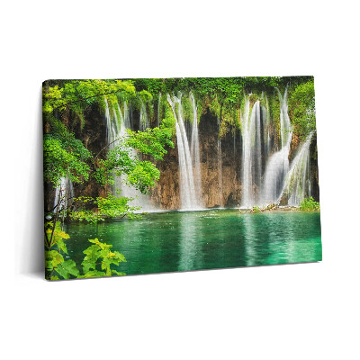 Canvas kép 60x40 Természet - vízesés és tó növényzete
