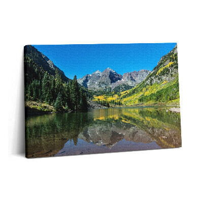 Canvas kép 60x40 Hegyek és erdők a tó partján