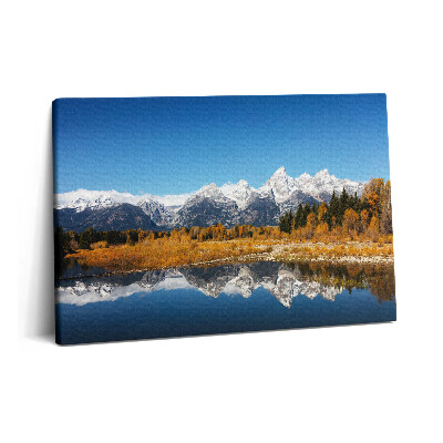 Canvas kép 60x40 Hegyi tó és őszi fák