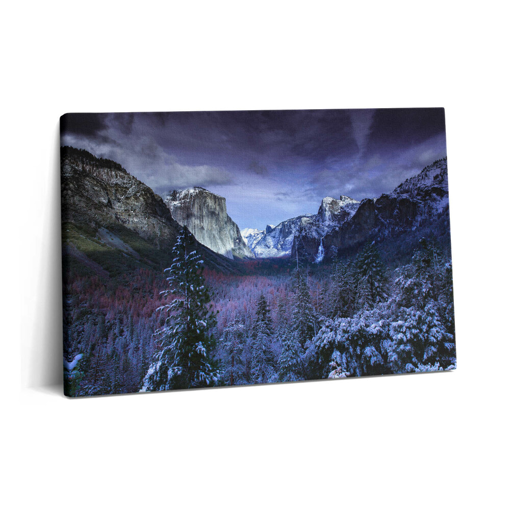 Canvas kép 60x40 Téli táj hegyekkel és erdőkkel