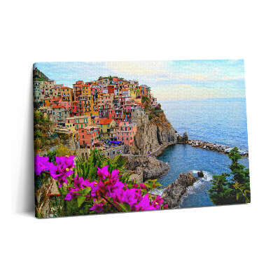 Canvas kép 60x40 Virágok és Cinque Terre olaszországi partvonala