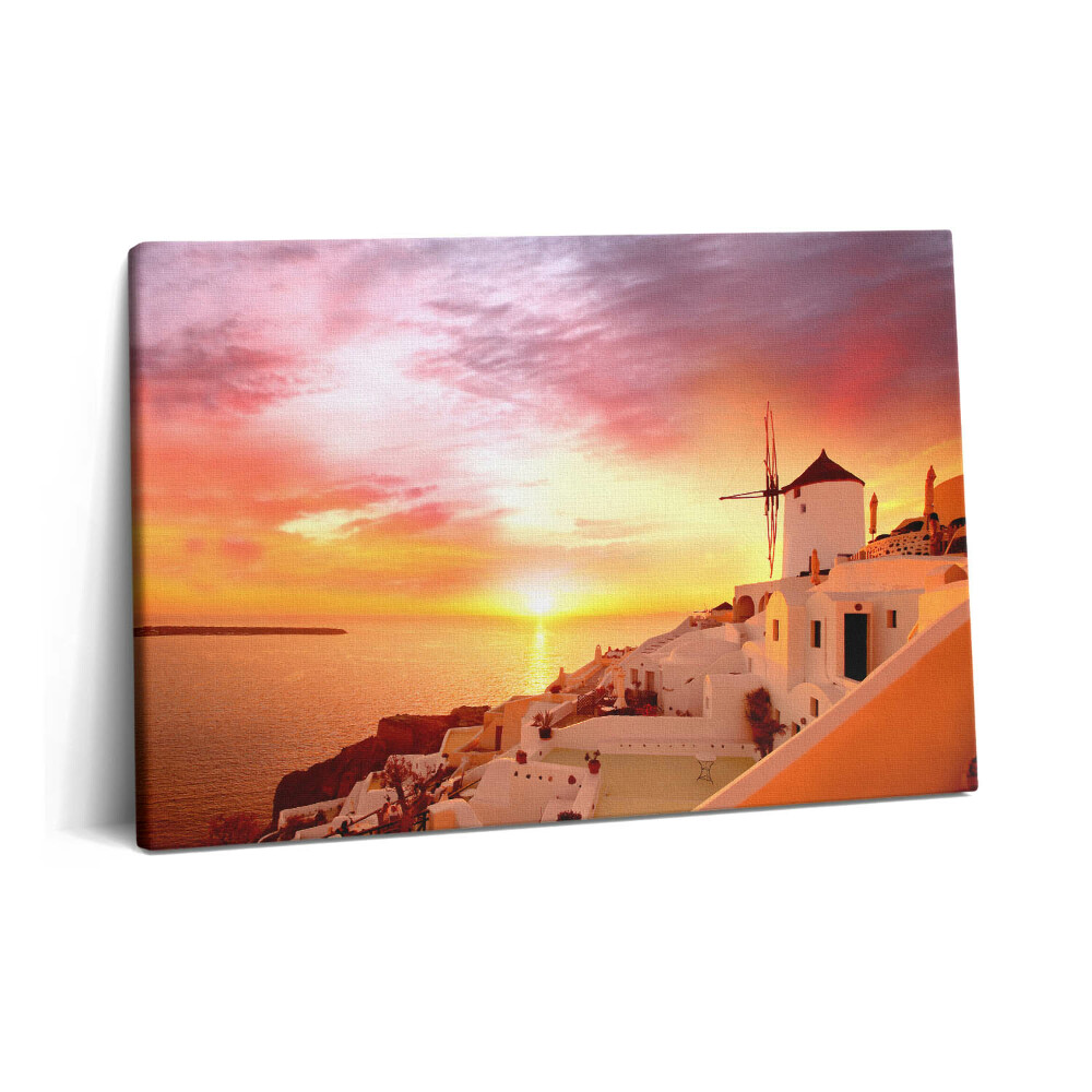 Canvas kép 60x40 Santorini egy régi szélmalommal