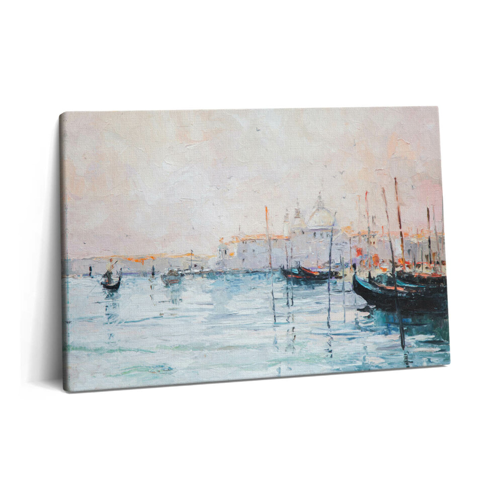 Canvas kép 60x40 Velencei gondolák olajfestmény