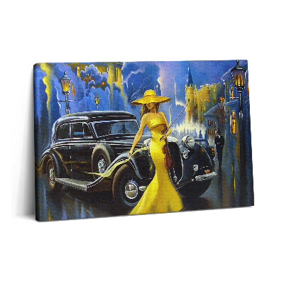 Canvas kép 60x40 Hölgy hegedűvel retro stílusban