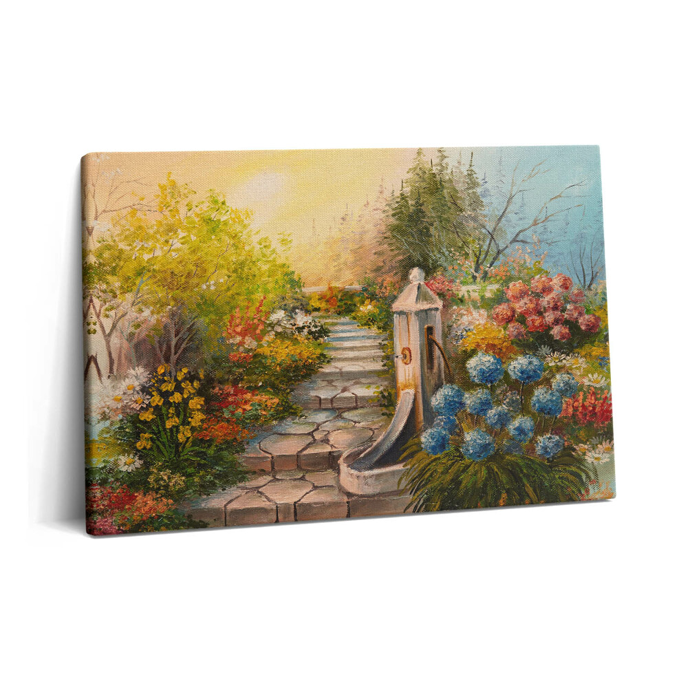 Canvas kép 60x40 Olaj kompozíció - kő lépcsőfokok egy erdőben