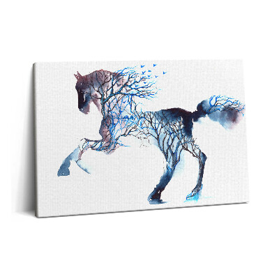 Canvas kép 60x40 Állati természet - festett ló és fák