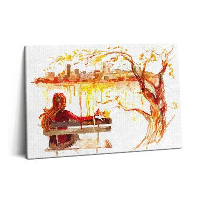 Canvas kép 60x40 Őszi táj - nő