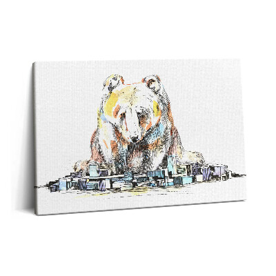 Canvas kép 60x40 Medve és absztrakt város