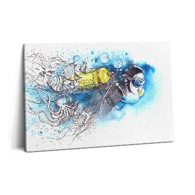 Canvas kép 60x40 Víz alatti élet egy búvár halak között