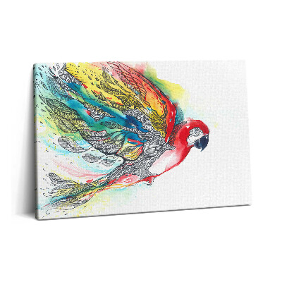 Canvas kép 60x40 Akvarell színes papagáj repülés közben