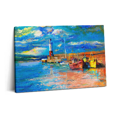 Canvas kép 60x40 Világítótorony és hajók