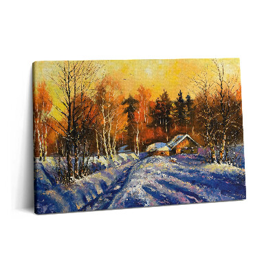 Canvas kép 60x40 Este egy téli faluban