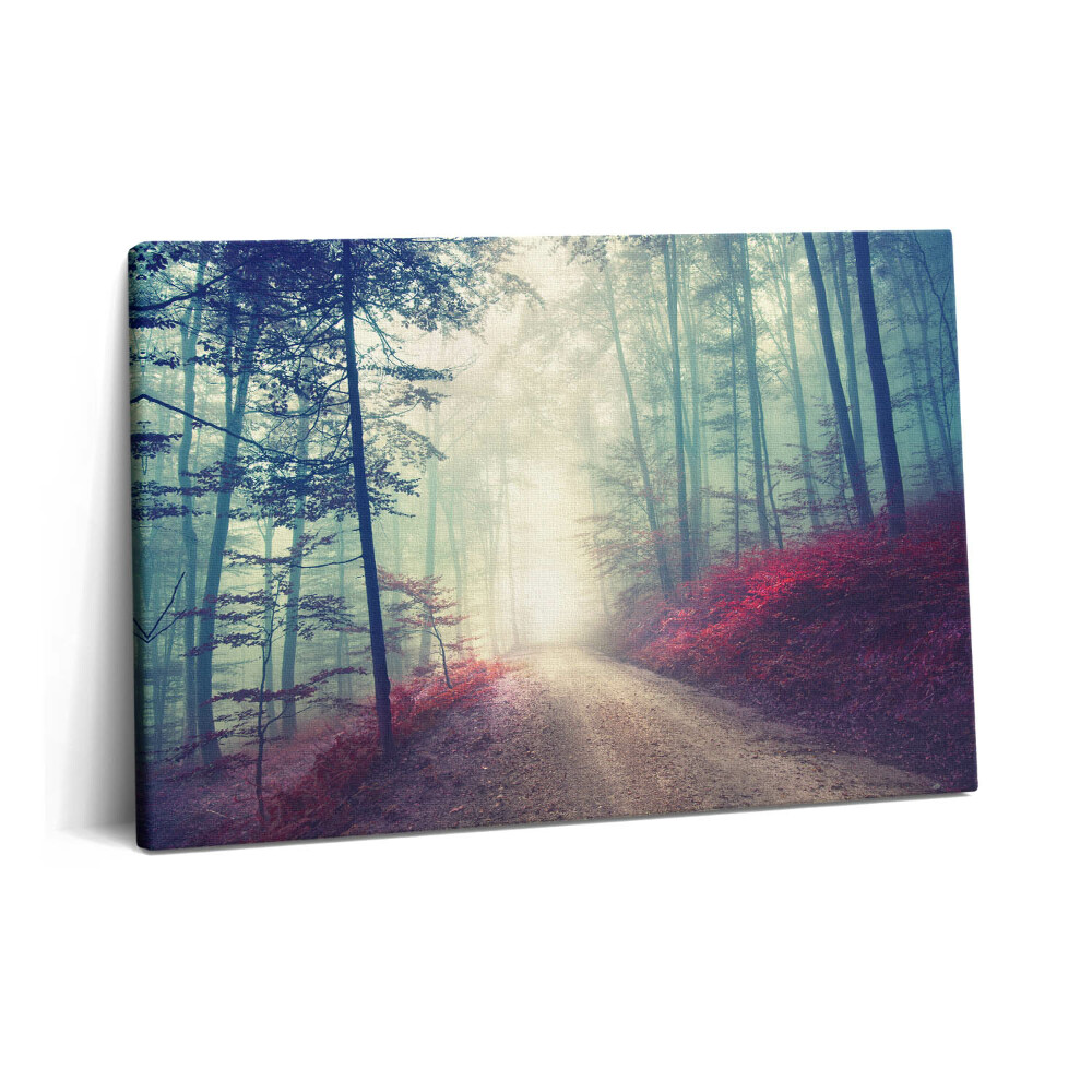 Canvas kép 60x40 Út ködös őszi erdőben