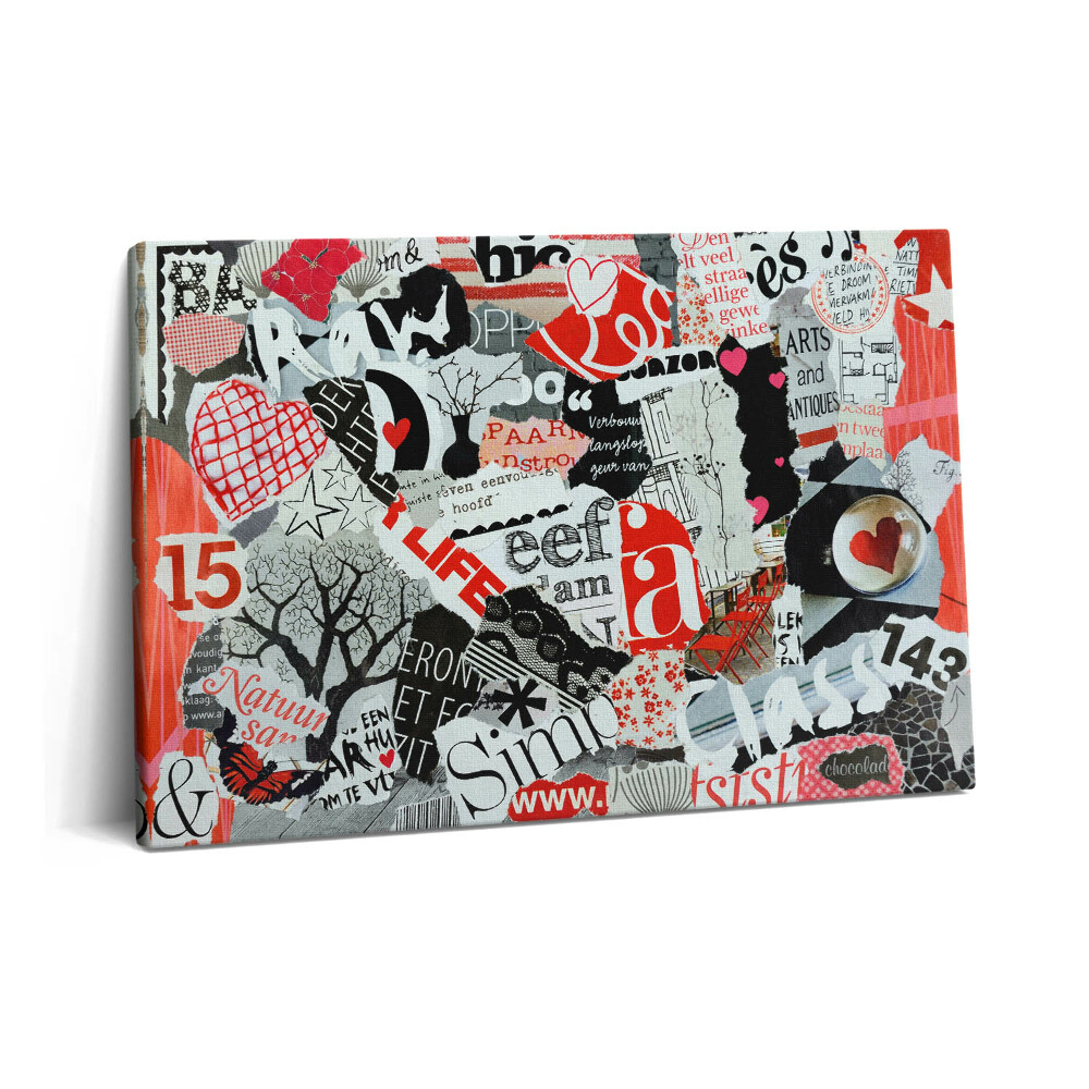 Canvas kép 60x40 Moodboard szívekkel