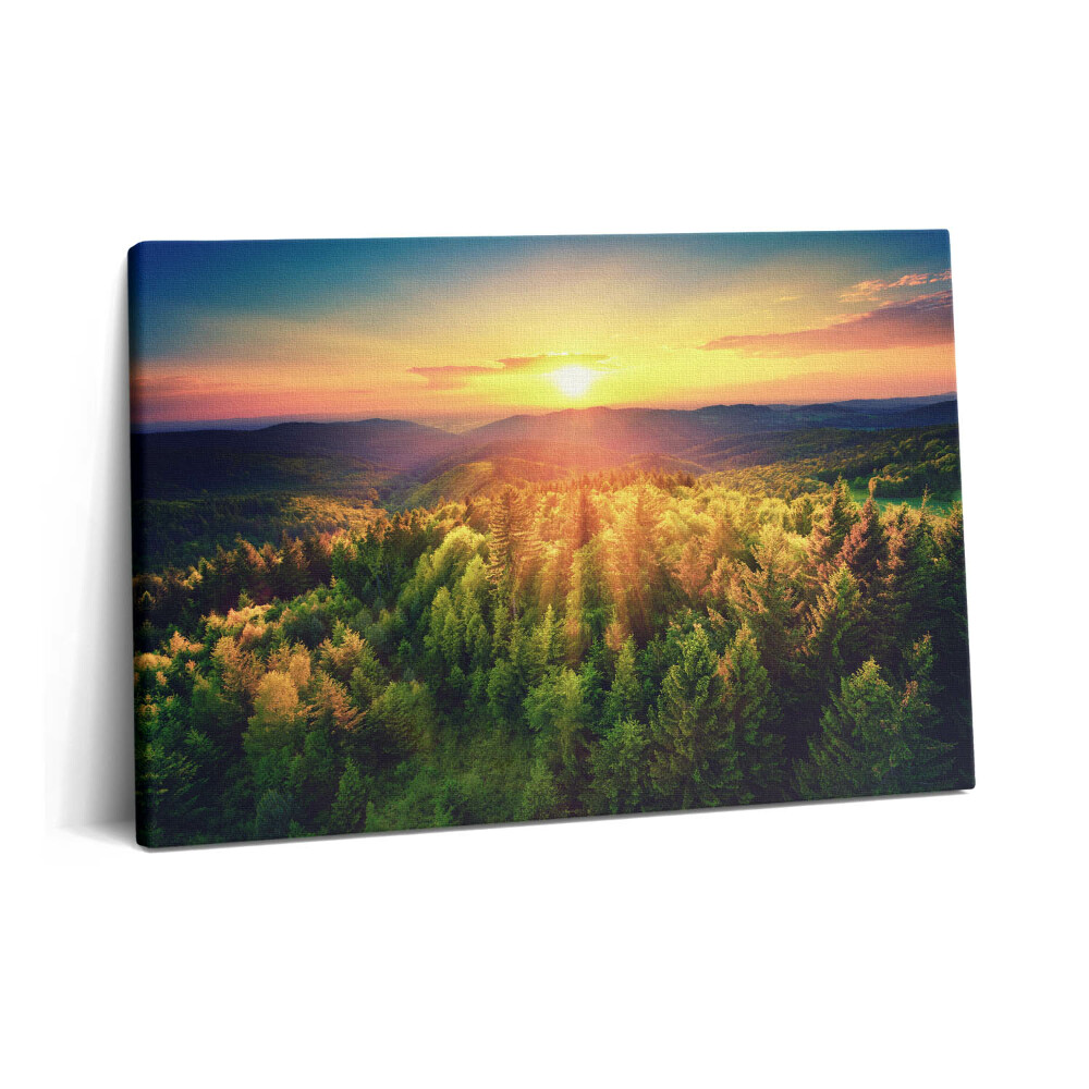 Canvas kép 60x40 Naplemente erdős hegyek felett