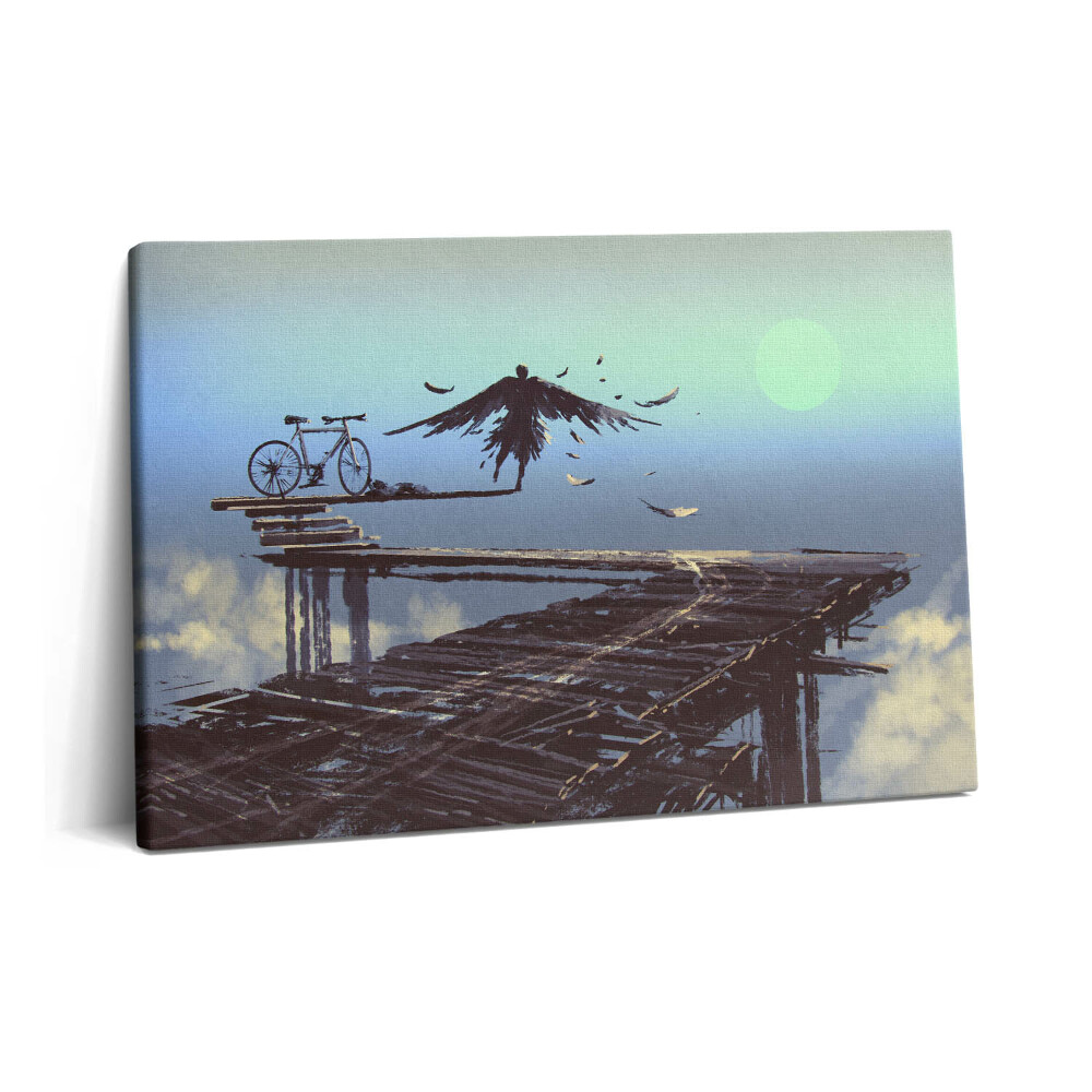 Canvas kép 60x40 Illusztráció egy angyalról és egy kerékpárról