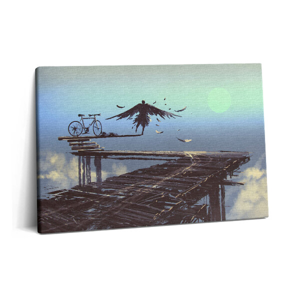 Canvas kép 60x40 Illusztráció egy angyalról és egy kerékpárról