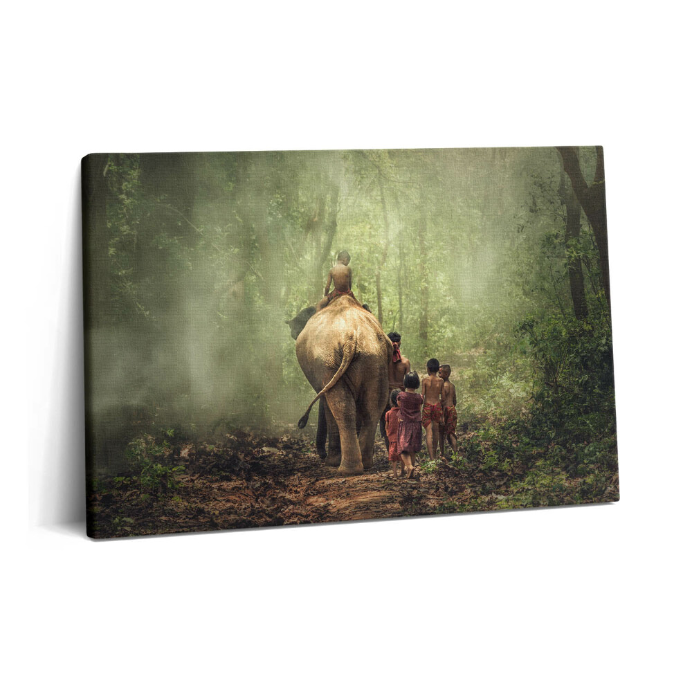Canvas kép 60x40 Gyerekek és egy elefánt
