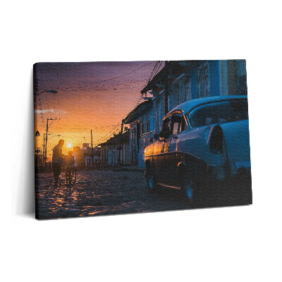 Canvas kép 60x40 Naplemente és egy régi autó