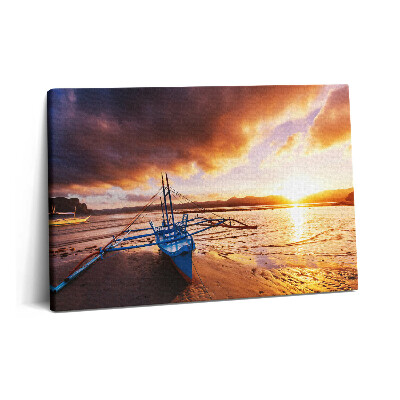 Canvas kép 60x40 Hajó a víz felett és naplemente