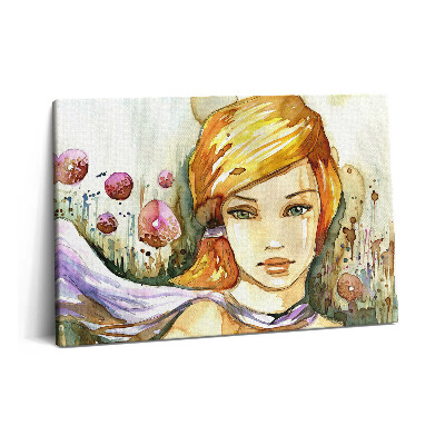 Canvas kép 60x40 Akvarell nő és fánk