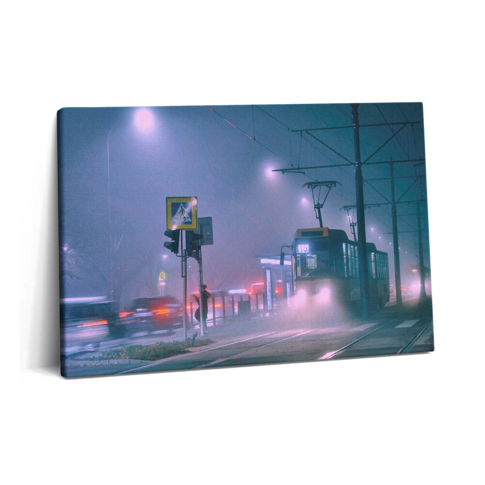 Canvas kép 60x40 Varsó az éjszakai ködben