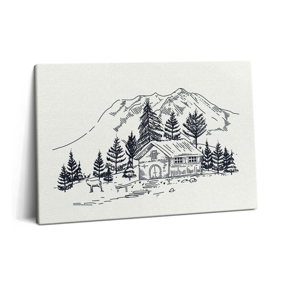 Canvas kép 60x40 Egy hegyi kunyhó rajza