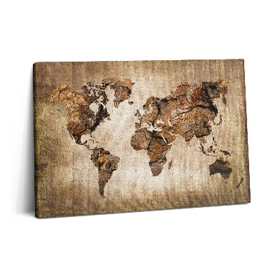 Canvas kép 60x40 Fából készült világtérkép