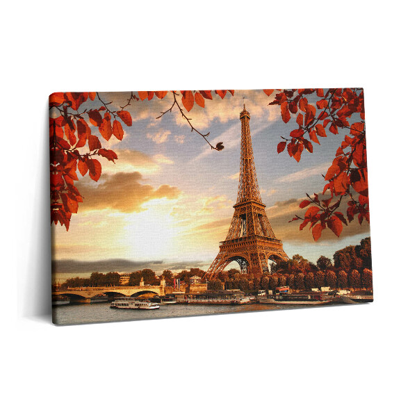 Canvas kép 60x40 Az Eiffel-torony a levelek között