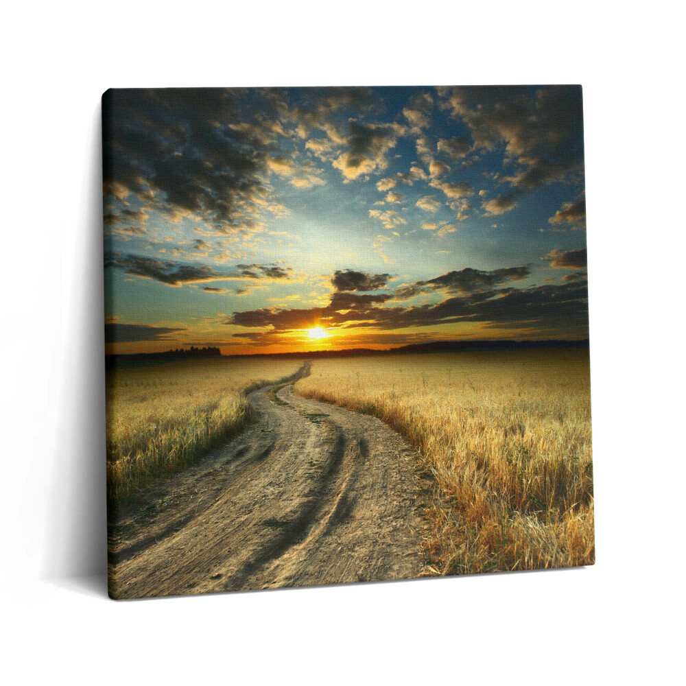 Vászonkép 60x60 Földút és naplemente