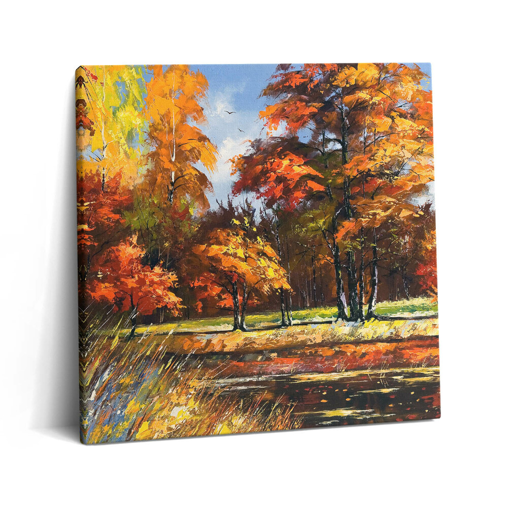 Vászonkép 60x60 Festett ősz és folyó