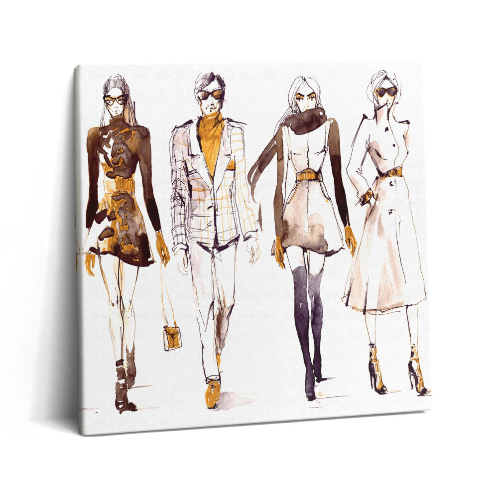 Vászonkép 60x60 Férfi és női divatbemutató illusztrációja